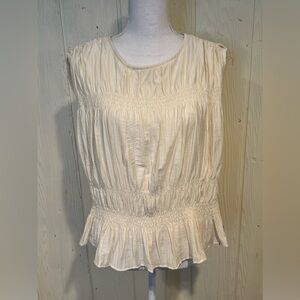 H&M Cream Ruched Peplum Blouse